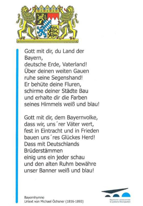 Lesezeichen - Bayern-Hymne Deutschlandlied